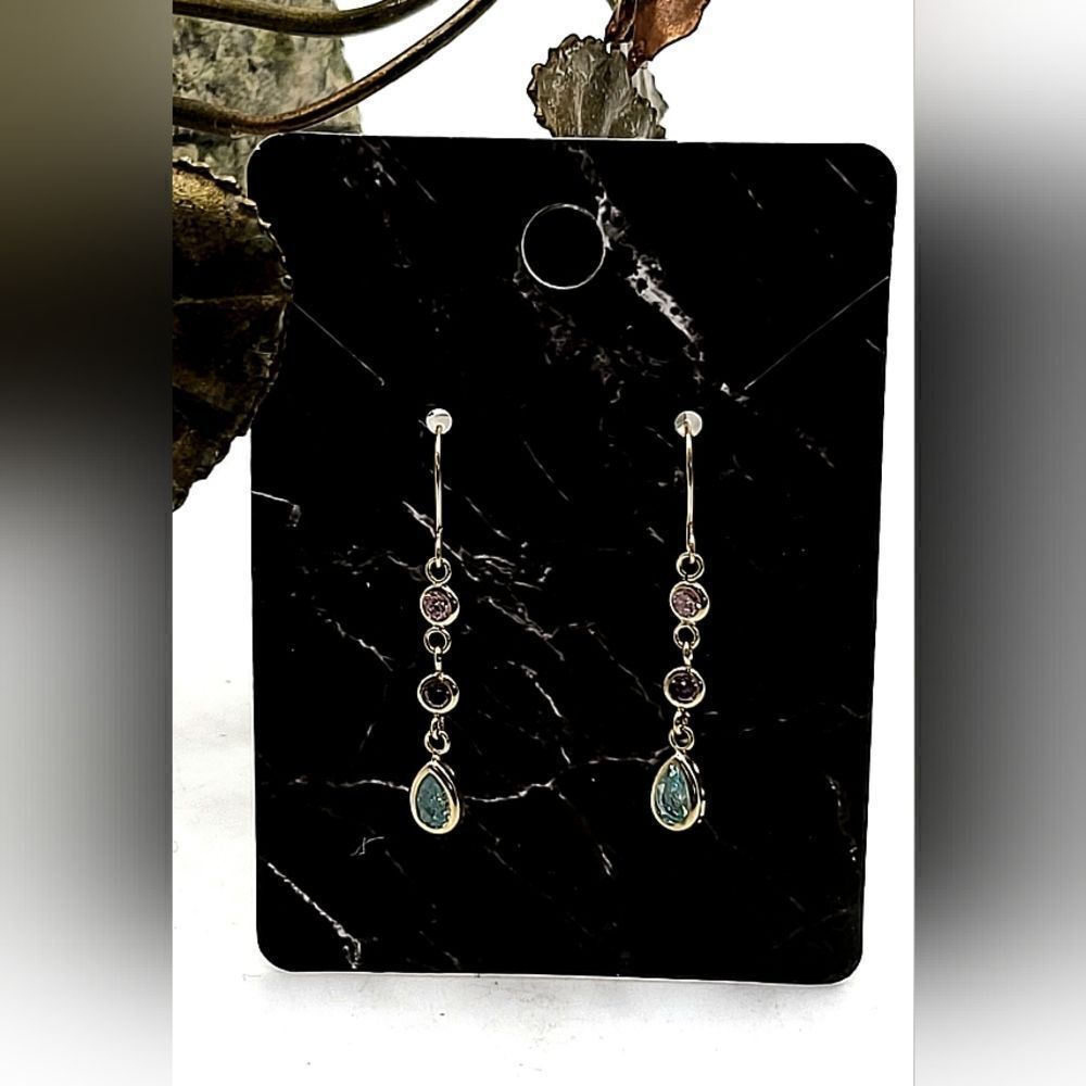 "5/$25" Gold Vermeil Crystal Tiered Dangle Earrings